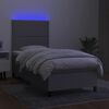 vidaXL Boxspringbett mit Matratze & LED Hellgrau 90x190 cm Stoff