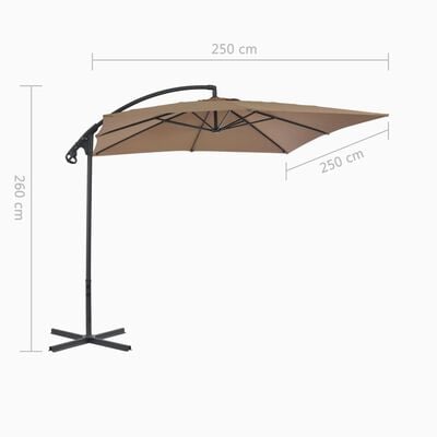 vidaXL Ampelschirm mit Stahl-Mast 250x250 cm Taupe