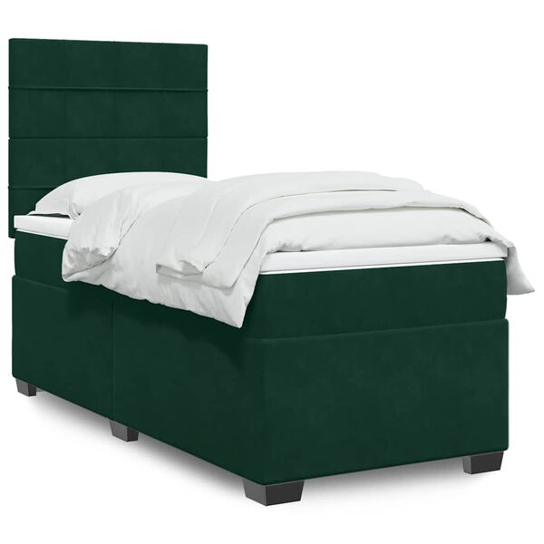 vidaXL Boxspringbett mit Matratze Dunkelgr&uuml;n 80x200 cm Samt