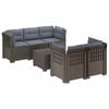 vidaXL 5-Sitzer Gartensofa mit Kissen Rattan-Look PP Hellgrau