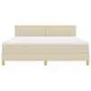 vidaXL Boxspringbett mit Kissen mit Kopfteil Creme 180 x 200 cm Stoff