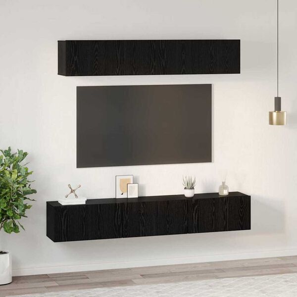 vidaXL TV-Schrankset 5 pcs Schwarz Eichen-Optik Holzwerkstoff