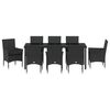 vidaXL Garten Essgruppe mit Kissen 9 pcs Schwarz Poly-Rattan