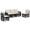 vidaXL Gartensofa-set 5 pcs Schwarz und Cremewei&szlig; Poly-Rattan