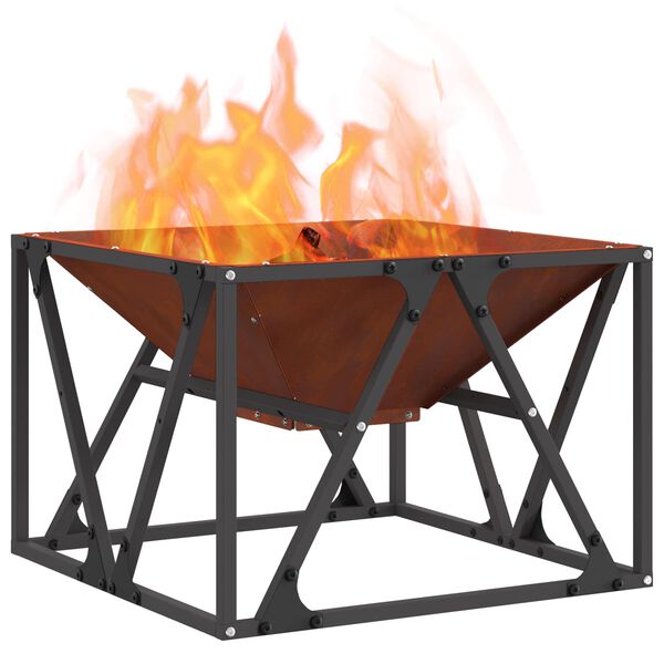 vidaXL Feuerstelle Braun 50 x 50 x 35 cm Wetterfeststahl