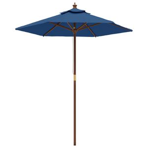 vidaXL Sonnenschirm mit Holzmast Azurblau 196x231 cm