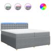 vidaXL Boxspringbett mit Matratze Hellgrau 200x200 cm Stoff