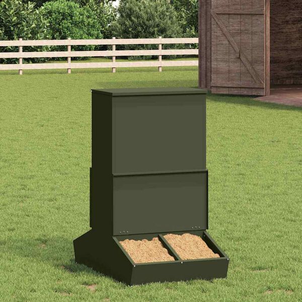 vidaXL Schweinfutterspender Olive Gr&uuml;n 82 x 51 x 91,5 cm