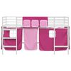 vidaXL Kinder Loft Bettgestell mit Vorh&auml;ngen Wei&szlig; und Rosa 80 x 201 cm