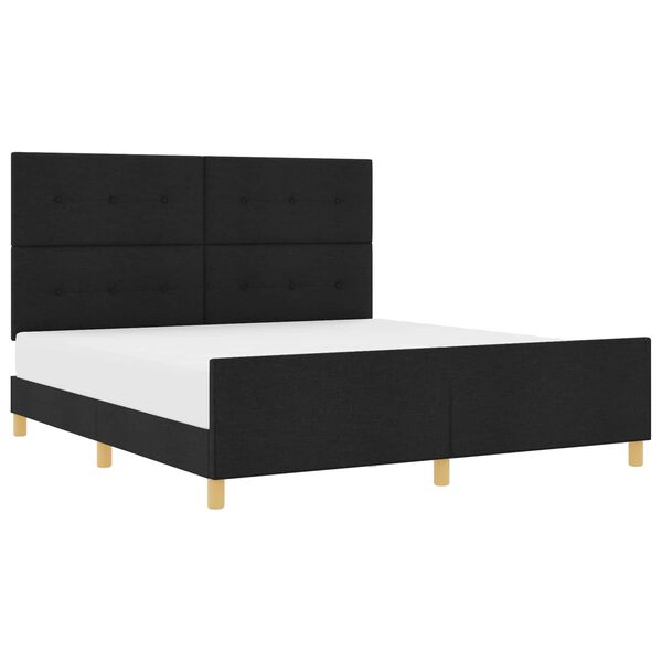 vidaXL Bettgestell mit Kopfteil Schwarz 180 x 200 cm Stoff