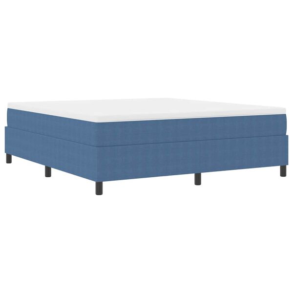 vidaXL Boxspringbett Blau und Wei&szlig; 180 x 200 cm Cordstoff