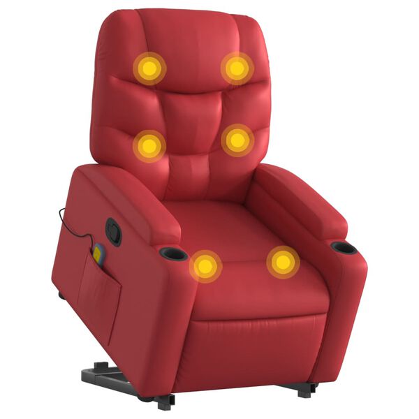 vidaXL Massagesessel mit Aufstehhilfe Rot Kunstleder