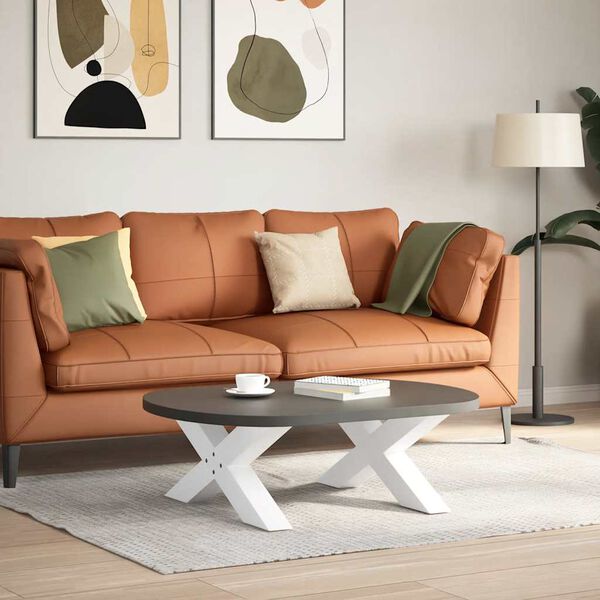 vidaXL Couchtischbeine X-Form 2 Stk. Wei&szlig; 70x(30-31) cm Stahl