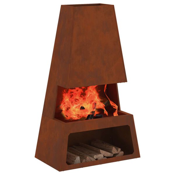vidaXL Feuerstelle Braun 60 x 35 x 100 cm Wetterfeststahl