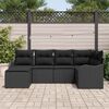 vidaXL Garten-Sofa-Set mit Kissen 6 pcs Schwarz Poly Rattan