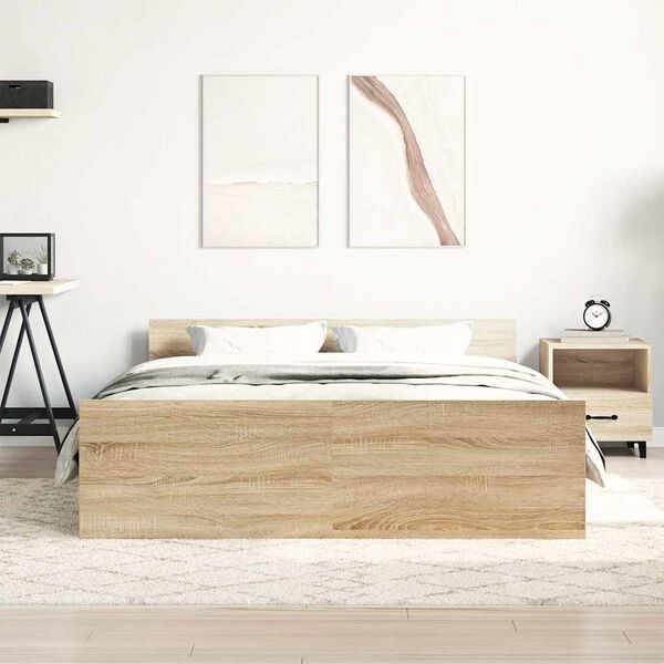 vidaXL Bettgestell mit Kopf- und Fu&szlig;teil Sonoma-Eiche 120x200 cm