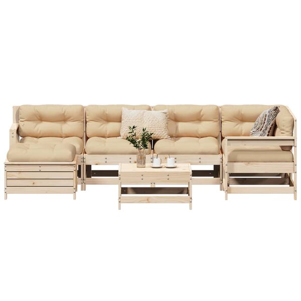 vidaXL 7-tlg. Garten-Sofagarnitur Massivholz Kiefer