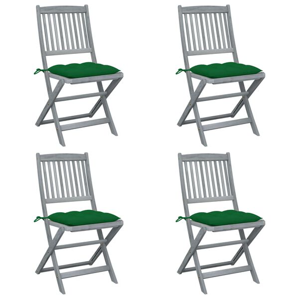 vidaXL Klappbare Gartenst&uuml;hle 4 Stk. mit Kissen Massivholz Akazie