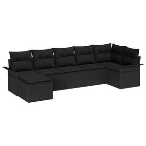vidaXL Gartensofa-set mit Kissen 7 pcs Schwarz Poly-Rattan