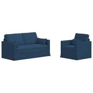 vidaXL Sofa Set 2 stk. Blau Stoff