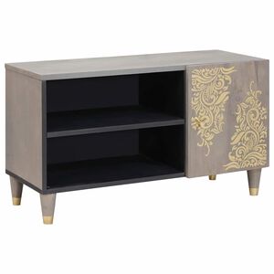 vidaXL TV-Schr&auml;nk Grau 80 x 33 x 46 cm Massivholz Mango