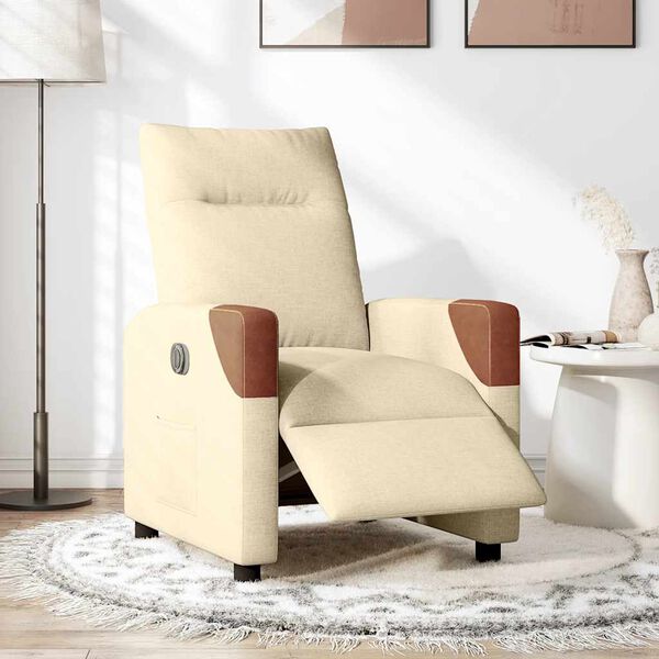 vidaXL Relaxsessel Elektrisch Creme Stoff