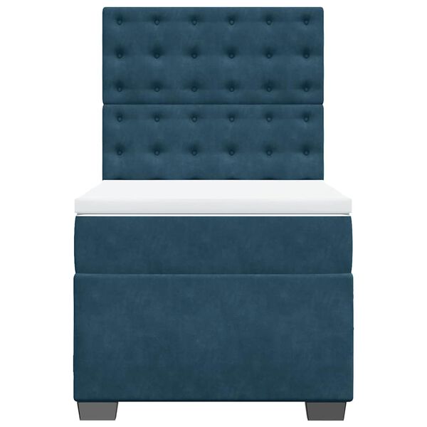 vidaXL Boxspringbett mit Matratze Blau 100x200 cm Samt