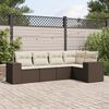 vidaXL 5-tlg. Garten-Sofagarnitur mit Kissen Braun Poly Rattan