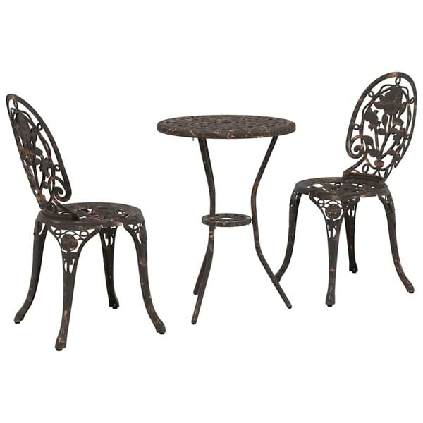 vidaXL Garten Bistro Set 3 pcs Bronze Aluminium