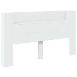vidaXL Kopfteil-Schrank mit LED mit Regal Wei&szlig; 180 x 16,5 x 103,5 cm
