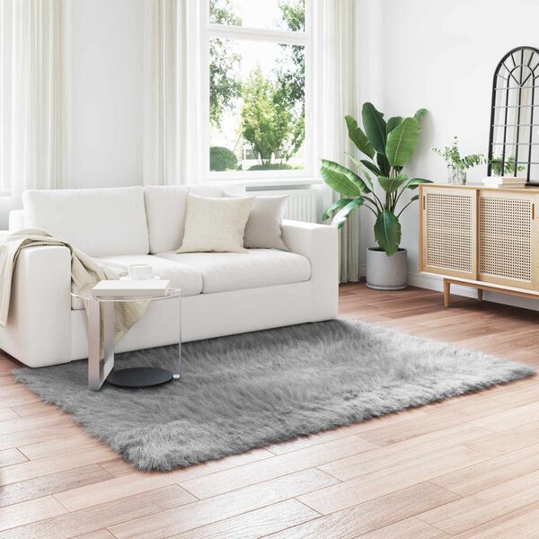 vidaXL Kunstschaffell Teppich Tafalla Grau 120 x 170 cm Polyester