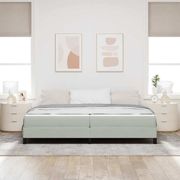 vidaXL Boxspringbett mit Matratze Hellgrau 200 x 200 cm Stoff