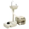 vidaXL Campingtoilette 10+10L und Handwaschbecken 20L Set Tragbar Grau