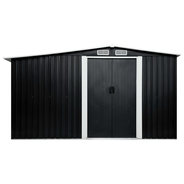 vidaXL Ger&auml;tehaus mit Schiebet&uuml;ren Anthrazit 329,5&times;205&times;178 cm Stahl