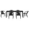 vidaXL Garten Essgruppe 7 pcs Schwarz Pulverbeschichteter Stahl