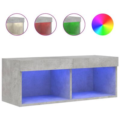 vidaXL TV-Schrank mit LED-Leuchten Betongrau 80x30x30 cm