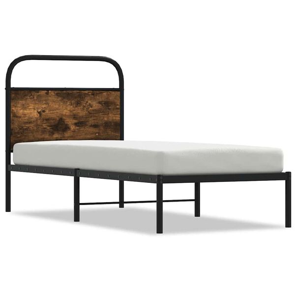 vidaXL Bettgestell ohne Matratze 80x200 cm R&auml;uchereiche Holzwerkstoff