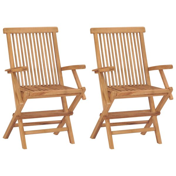 vidaXL Gartenst&uuml;hle mit Hellgr&uuml;nen Kissen 2 Stk. Massivholz Teak