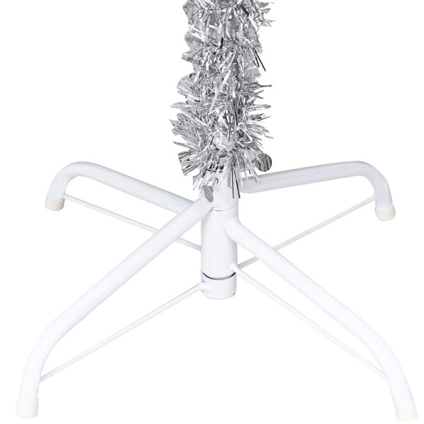 vidaXL Künstlicher Weihnachtsbaum Beleuchtung & Kugeln Silber 180 cm