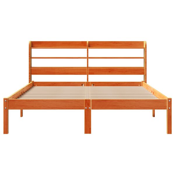 vidaXL Bettgestell mit Kopfteil ohne Matratze Wachsbraun 160x200 cm
