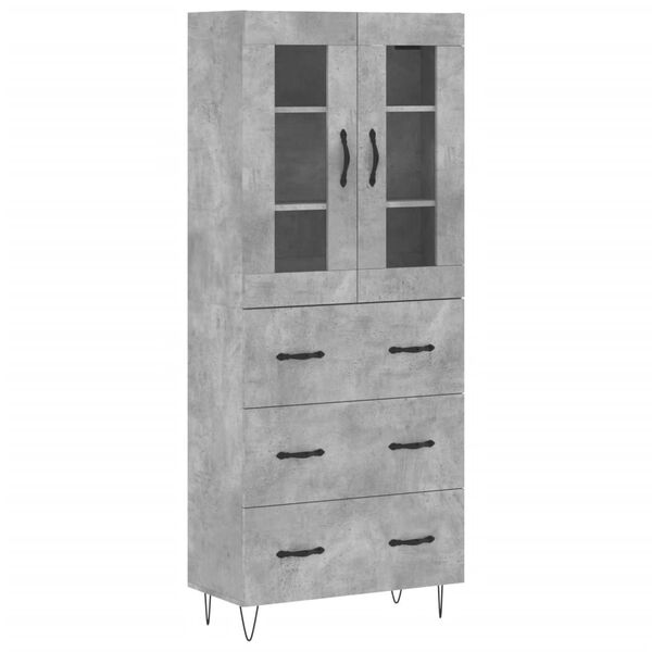 vidaXL Highboard Betongrau 69,5x34x180 cm Holzwerkstoff