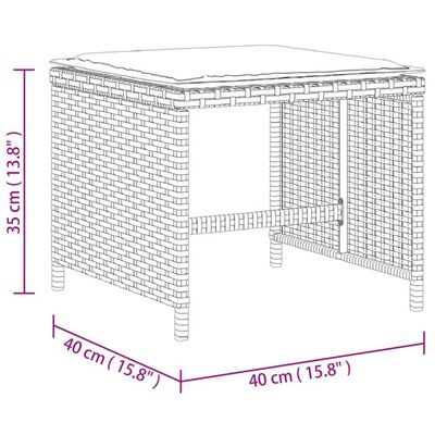 vidaXL Gartenhocker mit Kissen 4 Stk. Braun 40x40x35 cm Poly Rattan