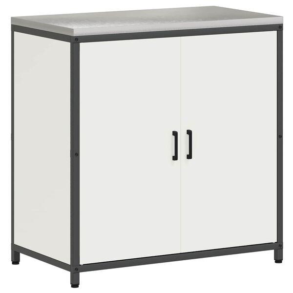 vidaXL K&uuml;chenaufbewahrung mit Regal mit T&uuml;r Wei&szlig; 60 x 50 x 92 cm Stahl
