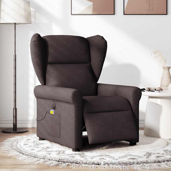 vidaXL Massagesessel Elektrisch Dunkelbraun Stoff