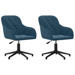 vidaXL Esszimmerst&uuml;hle 2 Stk. Drehbar Blau Samt
