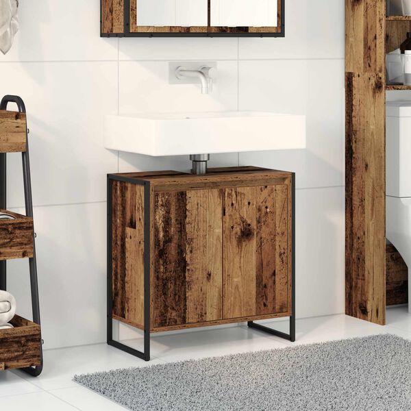 vidaXL Badezimmerschrank mit T&uuml;r Altholz 60 x 30 x 60 cm Holzwerkstoff