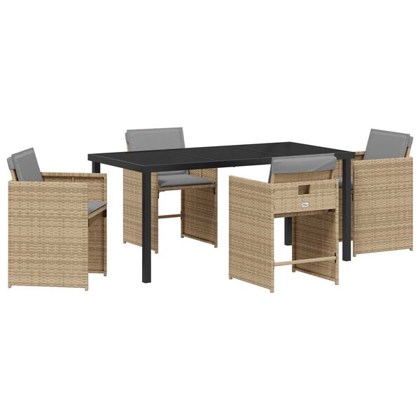 vidaXL Garten Essgruppe 5 pcs Beige Poly-Rattan