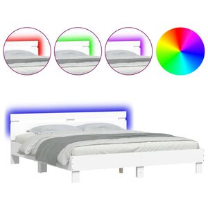 vidaXL Bettgestell mit Kopfteil und LED-Beleuchtung Wei&szlig; 200x200 cm