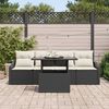 vidaXL Garten-Sofa-Set mit Kissen 5 pcs Schwarz und Creme Poly-Rattan