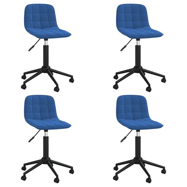 vidaXL Esszimmerst&uuml;hle 4 Stk. Drehbar Blau Samt
